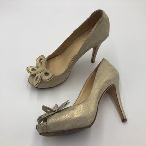 Kate Spade Metallic SuedeButterfly Peep Pump